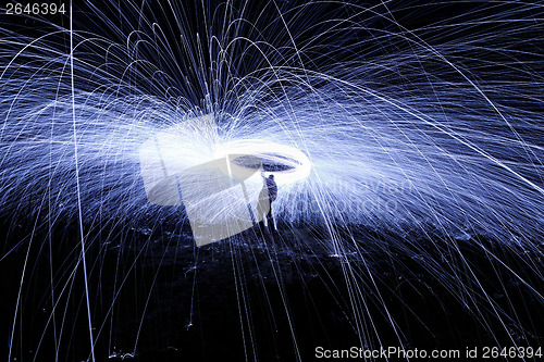 Image of Showers of hot glowing sparks