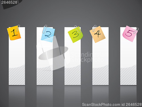 Image of Numbered notepapers attached to white labels