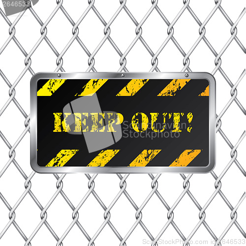 Image of Warning plate with wired fence 