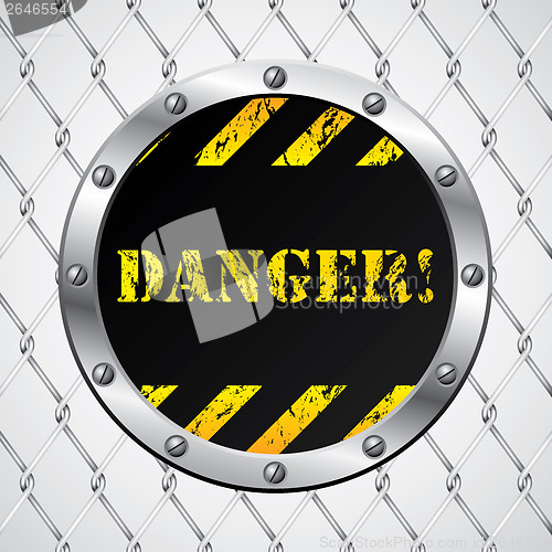 Image of Wired fence with danger sign 