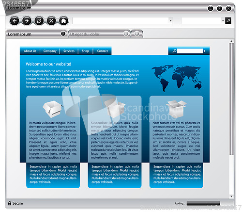 Image of Metallic web browser design with webpage 