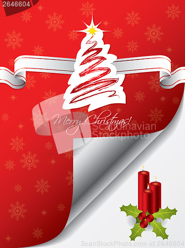 Image of Christmas greeting card design with candles