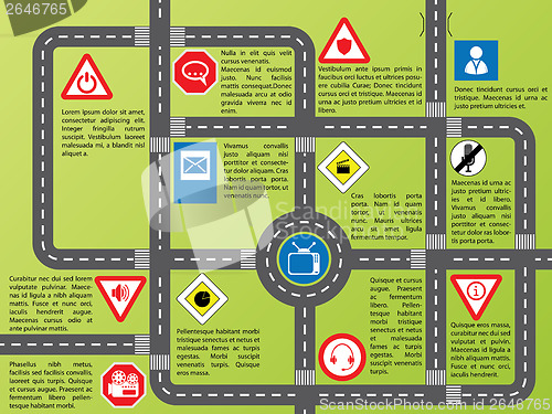 Image of Info graphic with roads and stylish signs