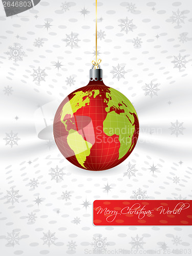 Image of Christmas greeting with globe decoration