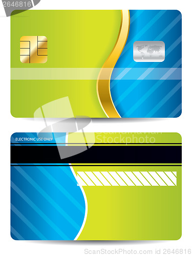 Image of Cool blue and green design credit card 