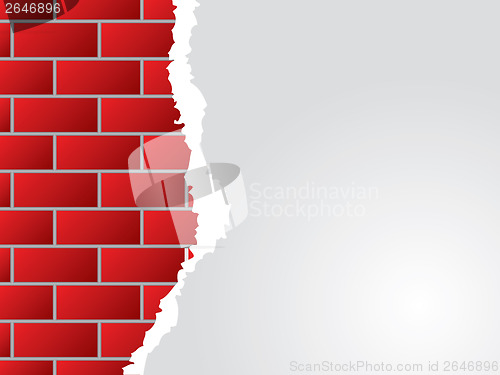 Image of Brick wall and torn paper