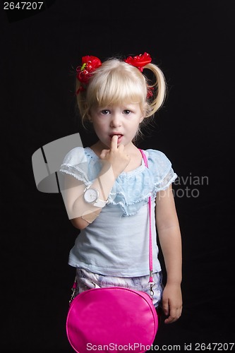 Image of Portrait of a girl with finger in mouth