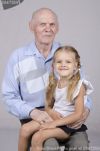 Image of Portrait of an elderly man with granddaughter