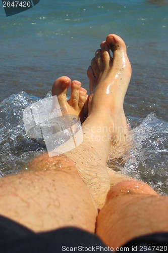 Image of human legs in water 