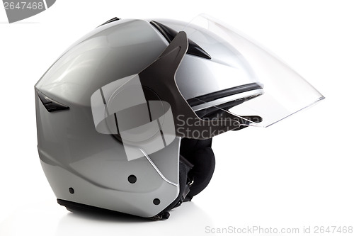 Image of Silver bike helmet isolated