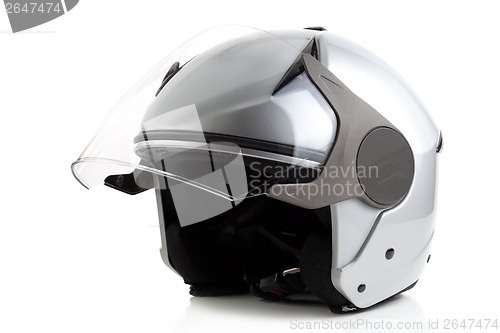 Image of Silver bike helmet isolated