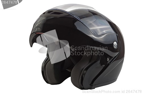 Image of Black, glossy motorcycle helmet