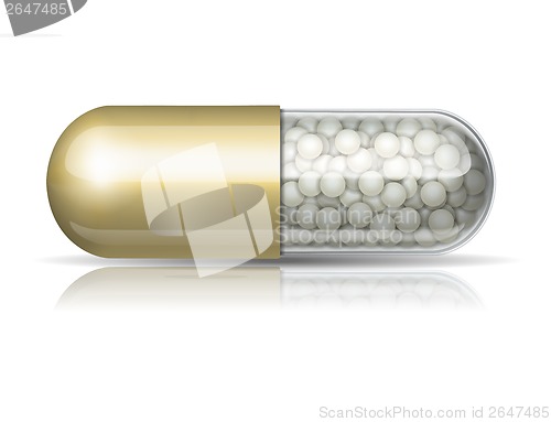 Image of Medical golden capsule with granules