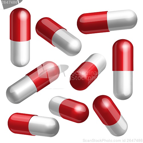 Image of Set of medical capsules in different positions