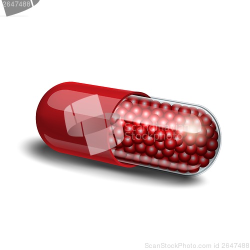 Image of Medical red capsule with granules