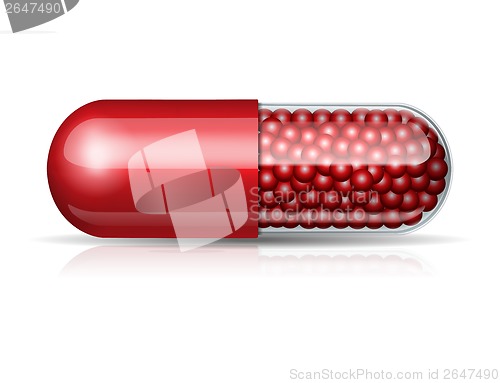 Image of Medical red capsule with granules