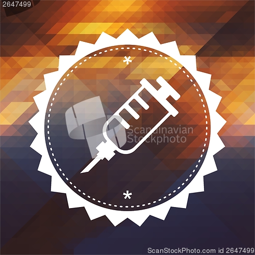 Image of Syringe Icon on Triangle Background.