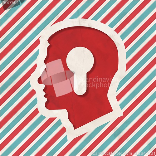 Image of Psychological Concept on Retro Striped Background.