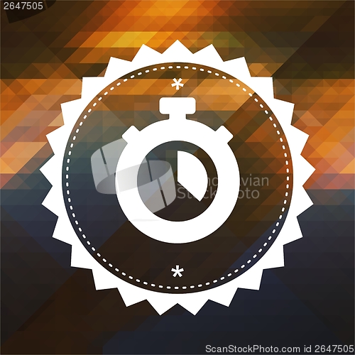 Image of Stopwatch Icon on Triangle Background.