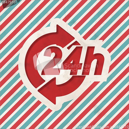 Image of Service 24h Concept on Retro Striped Background.