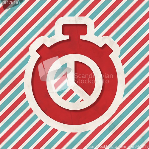 Image of Stopwatch Icon on Striped Background.