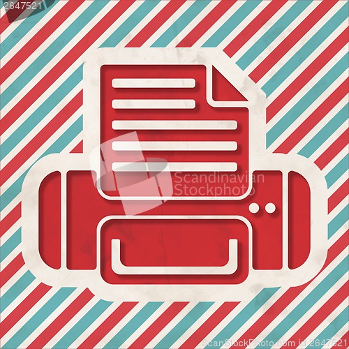 Image of Printer Icon on Striped Background.