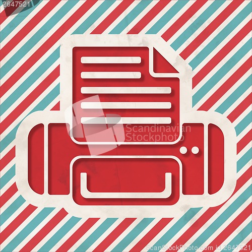 Image of Printer Icon on Striped Background.