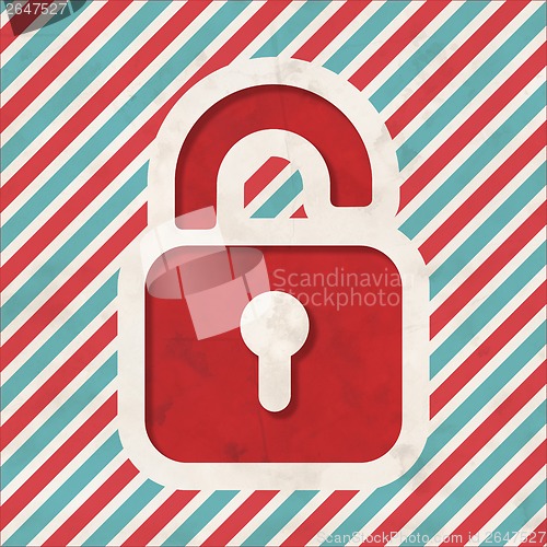 Image of Security Concept on Retro Striped Background.