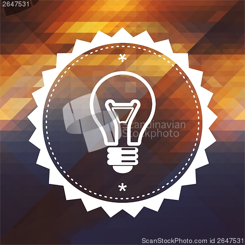Image of Light Bulb Icon on Triangle Background.
