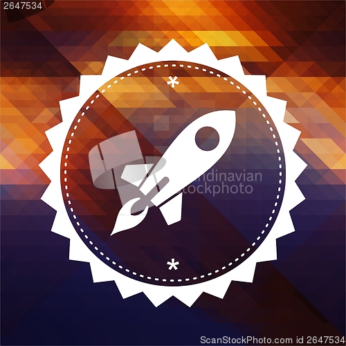 Image of Icon of Go Up Rocket on Triangle Background.
