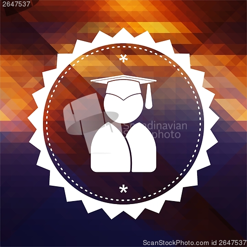 Image of Graduate Icon on Triangle Background.