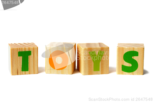 Image of Wooden blocks with TOYS word