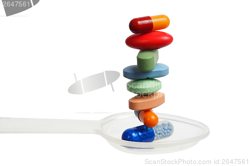 Image of Stack of pills on a spoon