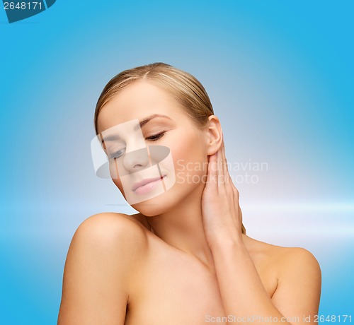 Image of face and hands of beautiful woman