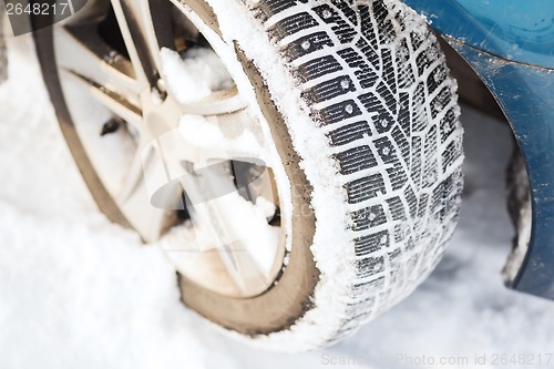 Image of closeup of car winter tire