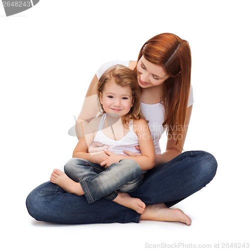 Image of happy mother with adorable little girl