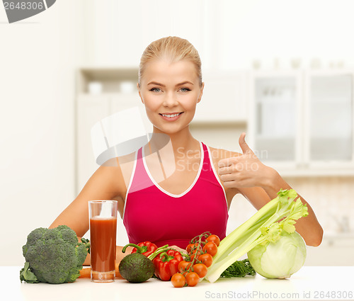 Image of smiling woman with organic food