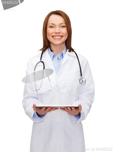 Image of doctor with stethoscope and tablet pc computer
