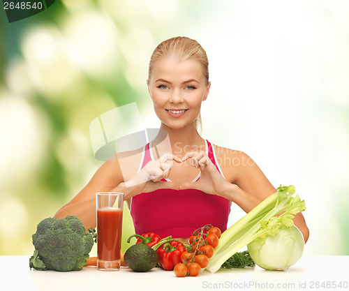 Image of smiling woman with organic food