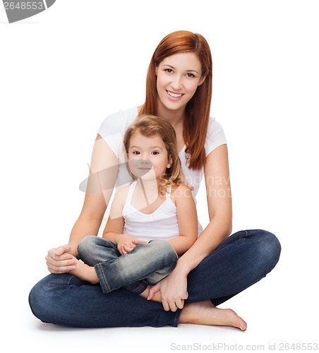 Image of happy mother with adorable little girl