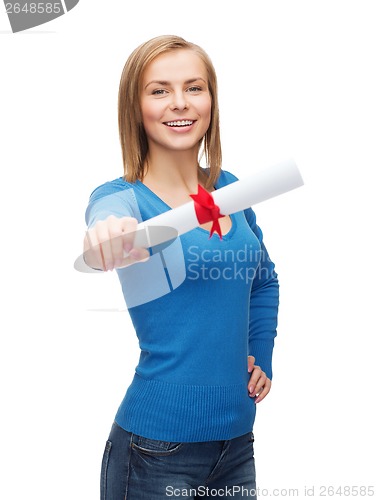 Image of smiling woman with diploma