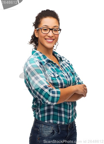 Image of smiling african american girl in eyeglasses