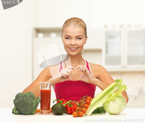 Image of smiling woman with organic food