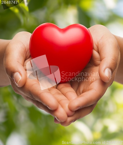 Image of womans cupped hands showing red heart