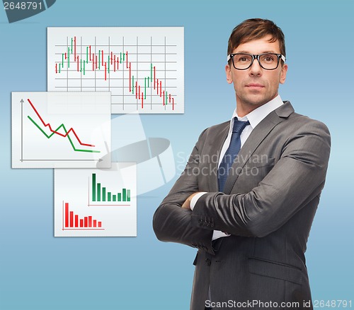 Image of attractive buisnessman or teacher in glasses