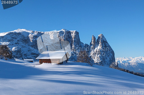 Image of Typical wooden challet in the Dolomites