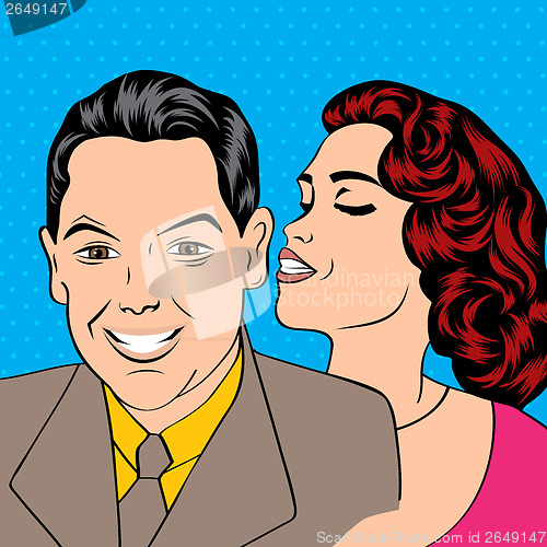 Image of Man and woman love couple in pop art comic style