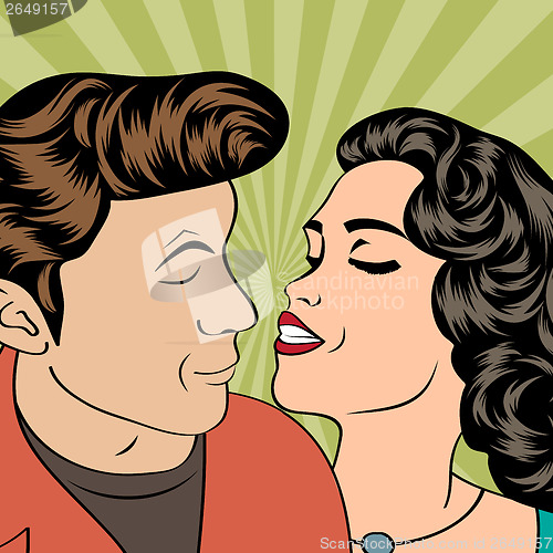 Image of Man and woman love couple in pop art comic style