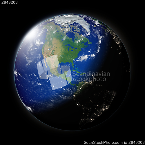 Image of North America on planet Earth