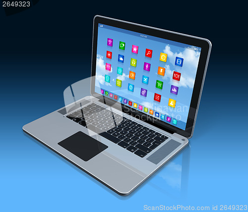 Image of Laptop Computer - apps icons interface
